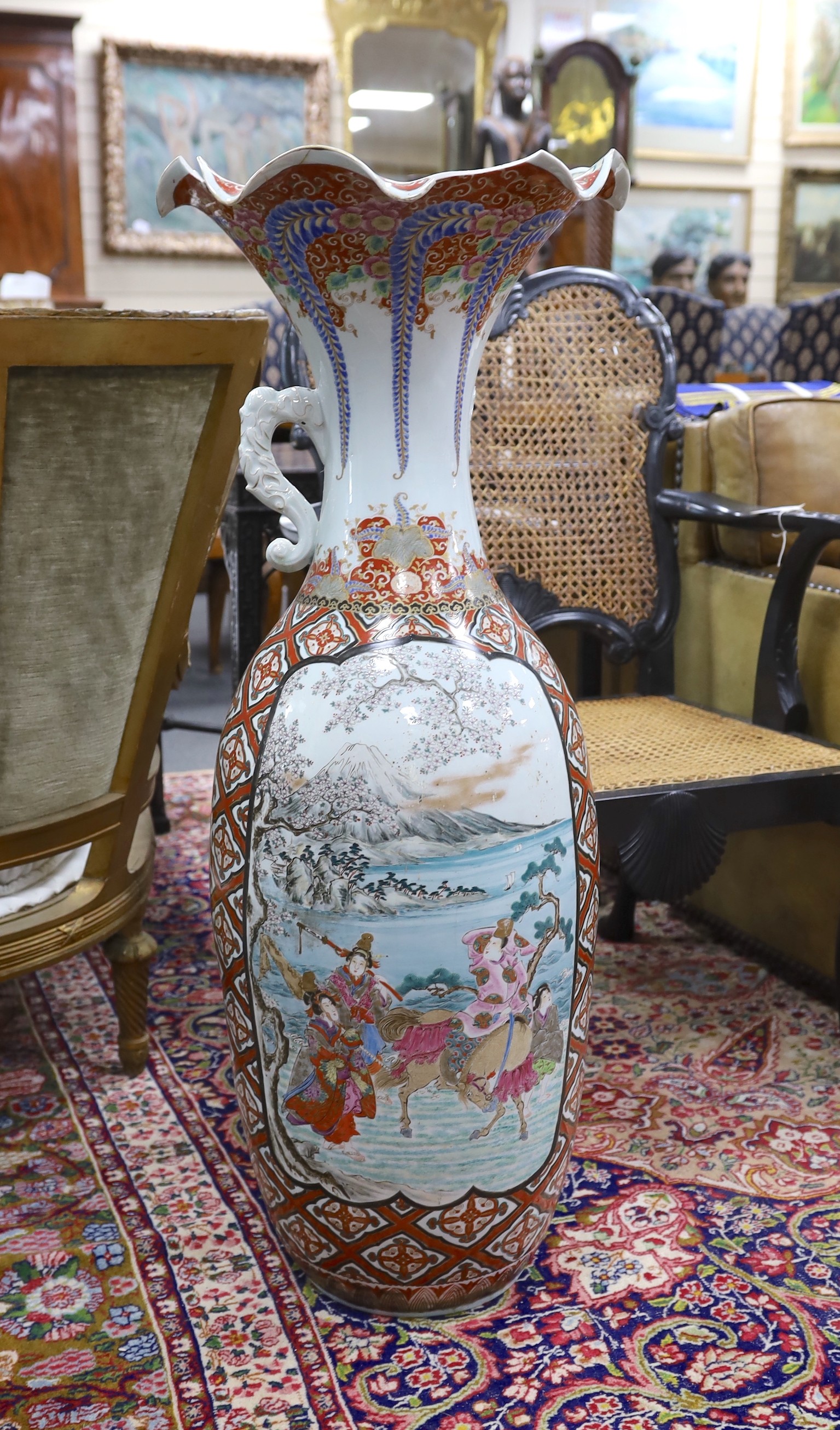 A large Japanese porcelain floor vase, 106cm