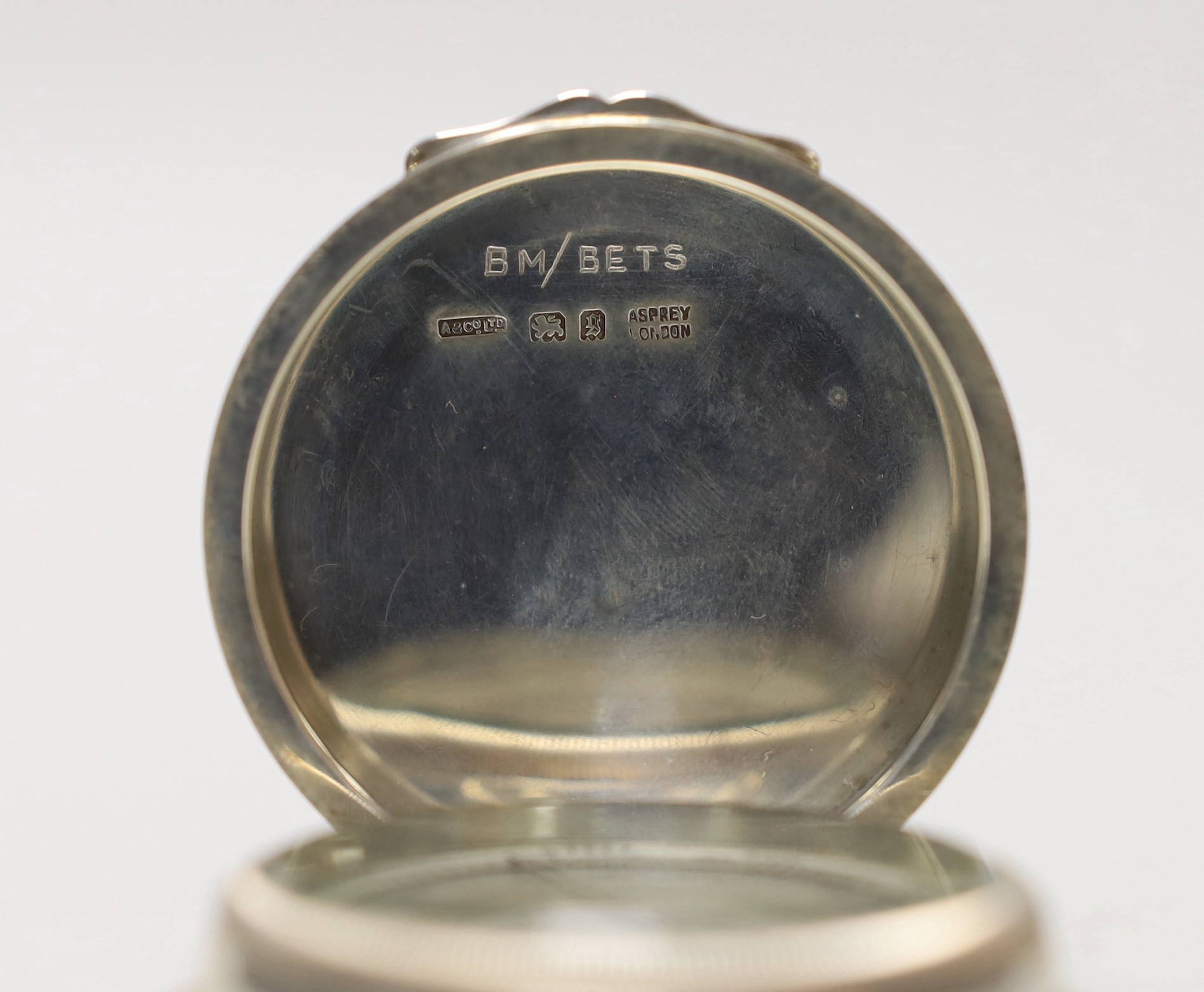 A George V Asprey & Co silver cased barometer, London, 1922, diameter 56mm. - Image 3 of 3