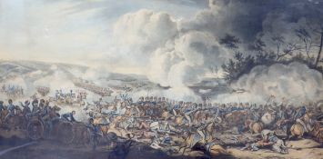 Cooper & Sutherland after Alken, coloured aquatint, 'The Battle of Waterloo', overall 57 x 99cm,