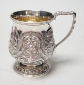 A George IV embossed silver baluster christening cup, London, 1828, 82mm, 3.4oz.