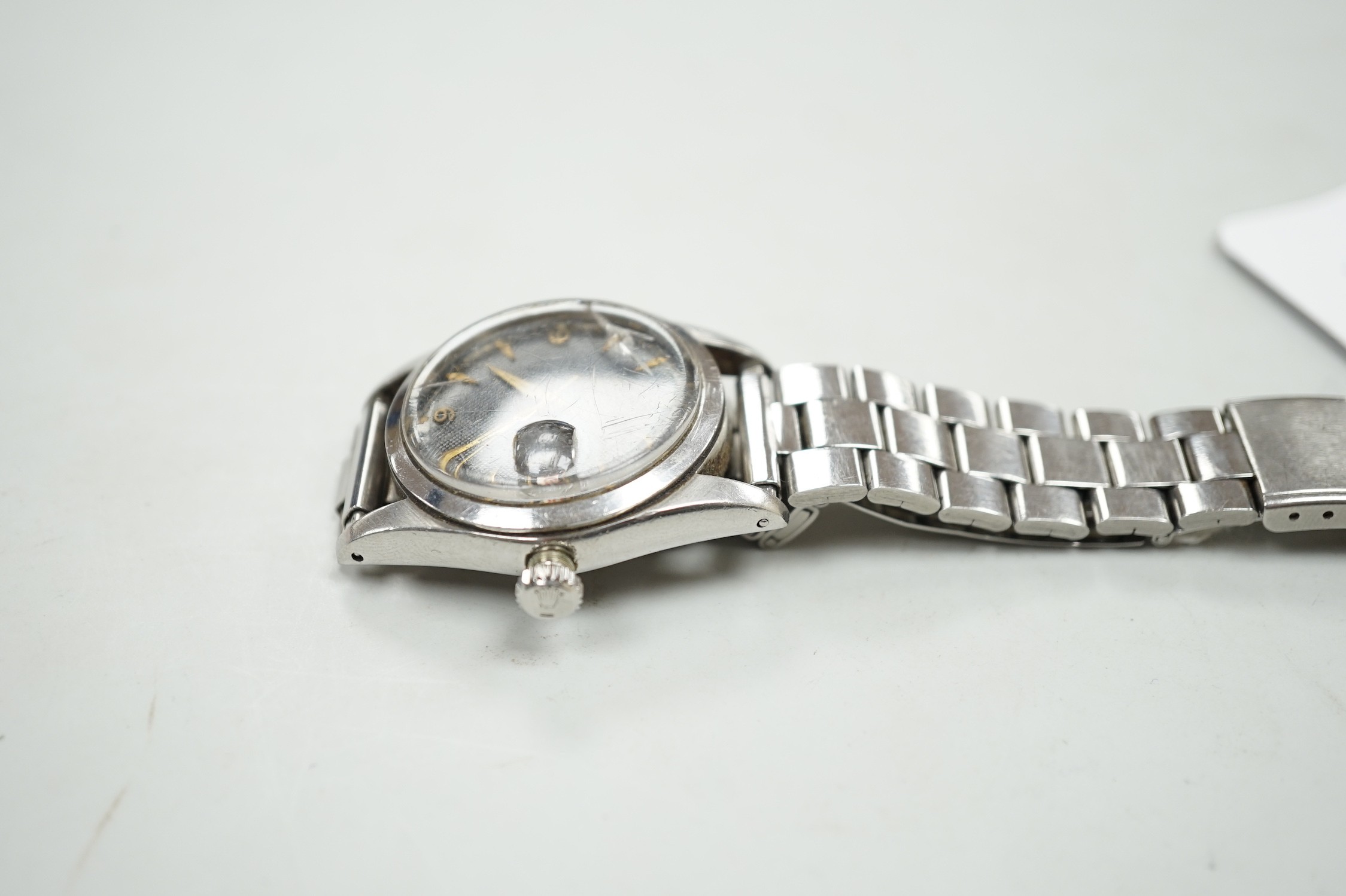 A gentleman's late 1950's? stainless steel Tudor Oysterdate manual wind wrist watch with black - Image 3 of 4