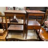 An Edwardian mahogany two tier table and a 19th century mahogany two tier washstand, height 76cm