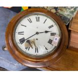 An early 20th century circular mahogany wall dial, diameter 43cm