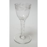A George III facet stem wine glass. 15.5cm tall