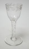 A George III facet stem wine glass. 15.5cm tall