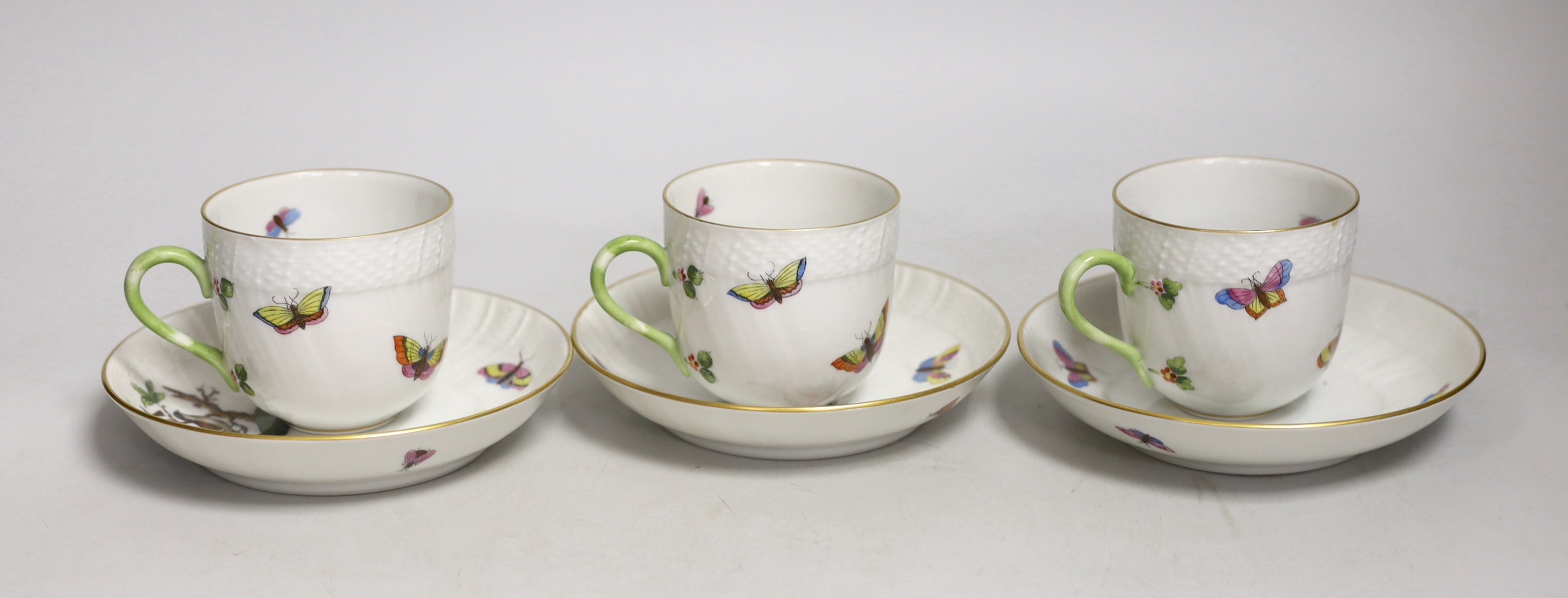 Three matching Herend teacups and saucers (one a.f.), pattern no.1707. - Image 2 of 3