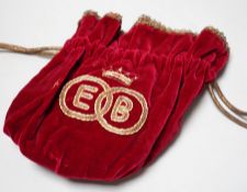 A peeress’s Coronation tiara and/or sandwich bag, 1953, velvet and gold-thread bearing initials of