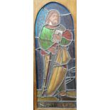 A pair of Victorian framed stained glass panels of St. Martin and St. Simon. 68.5cm tall