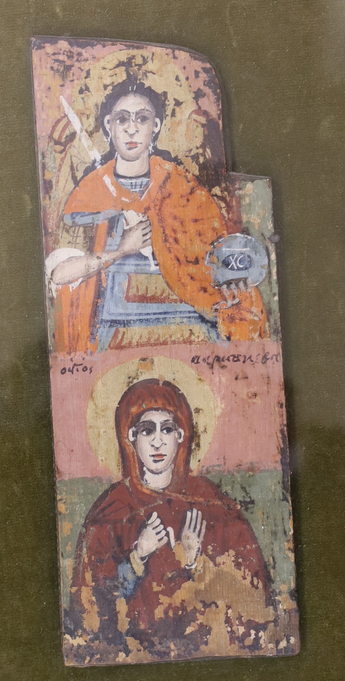 Greek School, two oil on wood panel Icons, 25 x 9cm - Image 3 of 3