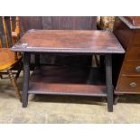 An early 20th century Continental carved hardwood two tier table, width 87cm, depth 49cm, height