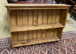 A Victorian style pine two tier wall bracket, width 112cm, depth 23cm, height 86cm