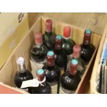 Ten bottles of various red wines