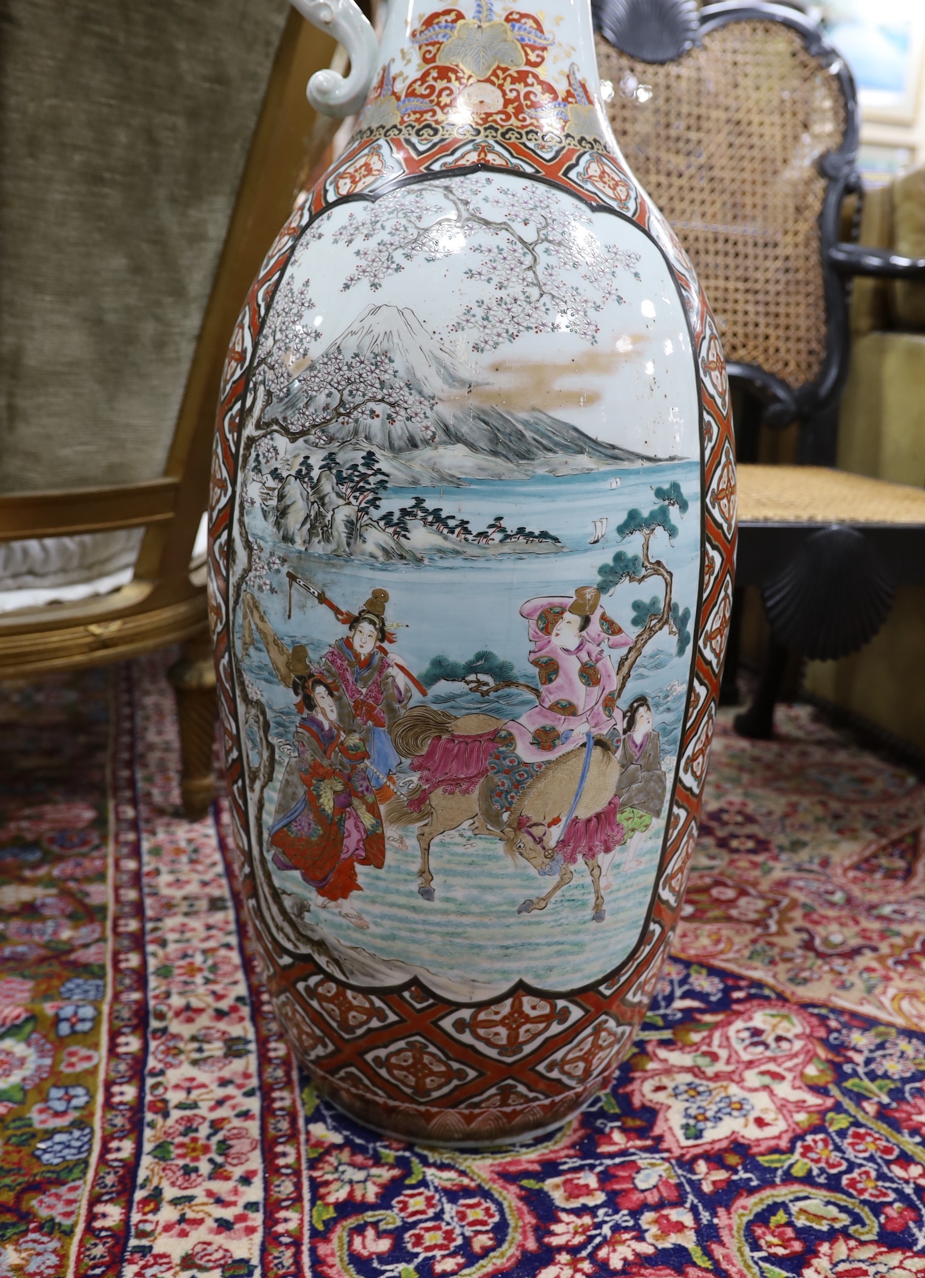 A large Japanese porcelain floor vase, 106cm - Image 3 of 7