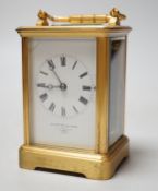 An early 20th century lacquered brass carriage timepiece marked Goldsmiths Alliance, London 17554