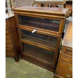 An early 20th century Globe Wernicke mahogany three section bookcase, length 86cm, depth 31cm,