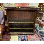 A Victorian mahogany open bookcase with carved acanthus mounts, width 107cm, depth 32cm, height