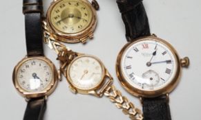 A lady's 9ct gold Timex manual wind wrist watch, on a 9ct gold bracelet, gross weight 1.8 grams