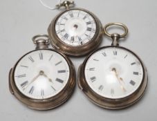 An 18th century silver pair cased keywind verge pocket watch, by Sam Toulmin, London, a similar