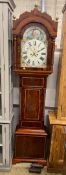 An early 19th century mahogany 8 day longcase clock, with painted moon phase, height 230cm