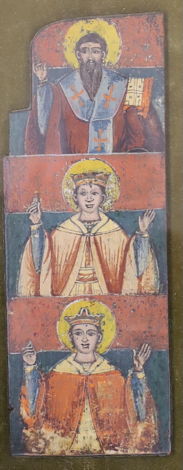 Greek School, two oil on wood panel Icons, 25 x 9cm - Image 2 of 3