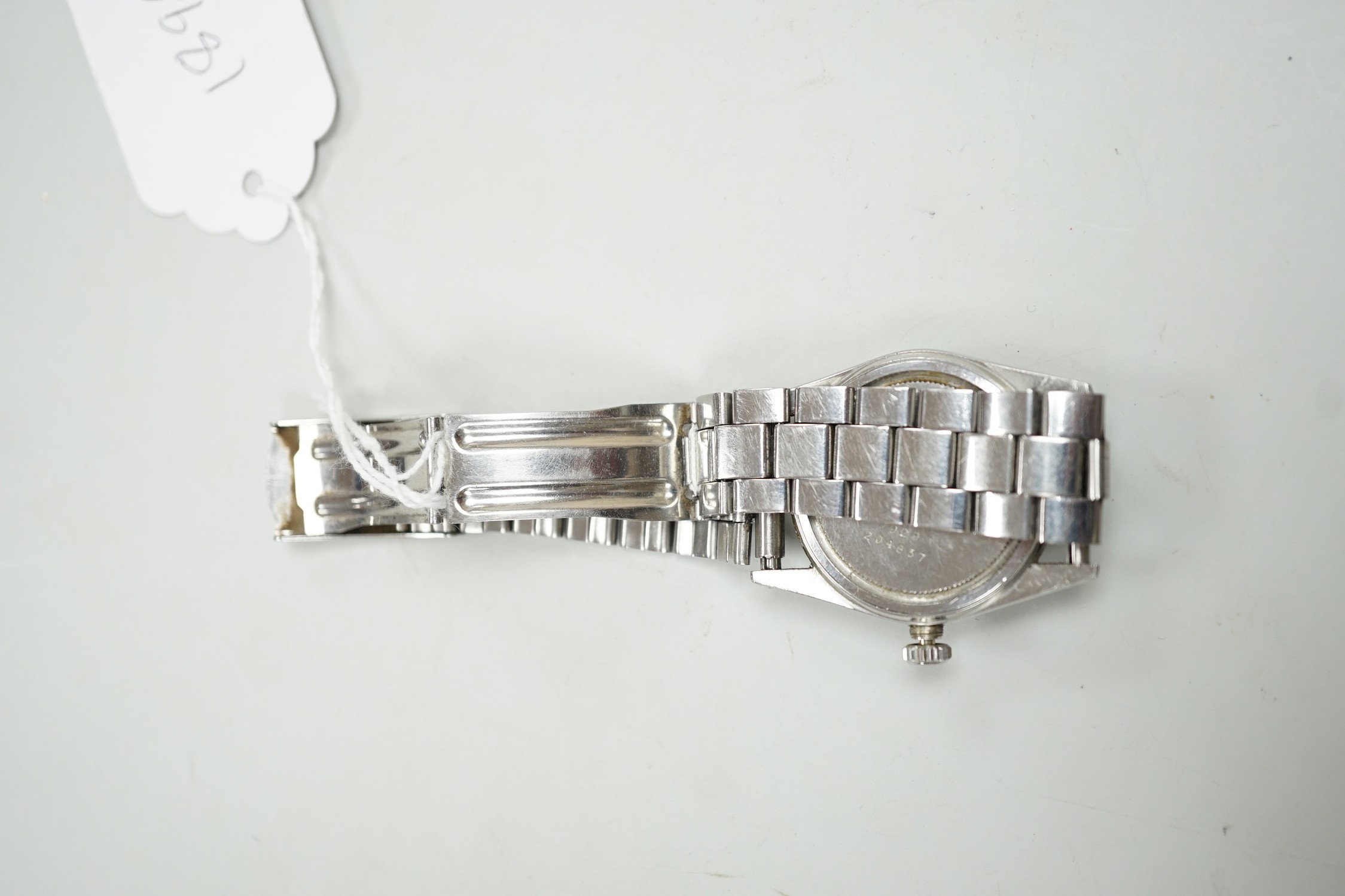 A gentleman's late 1950's? stainless steel Tudor Oysterdate manual wind wrist watch with black - Image 4 of 4