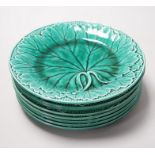 A set of eight Wedgwood cabbage leaf plates, 20cm