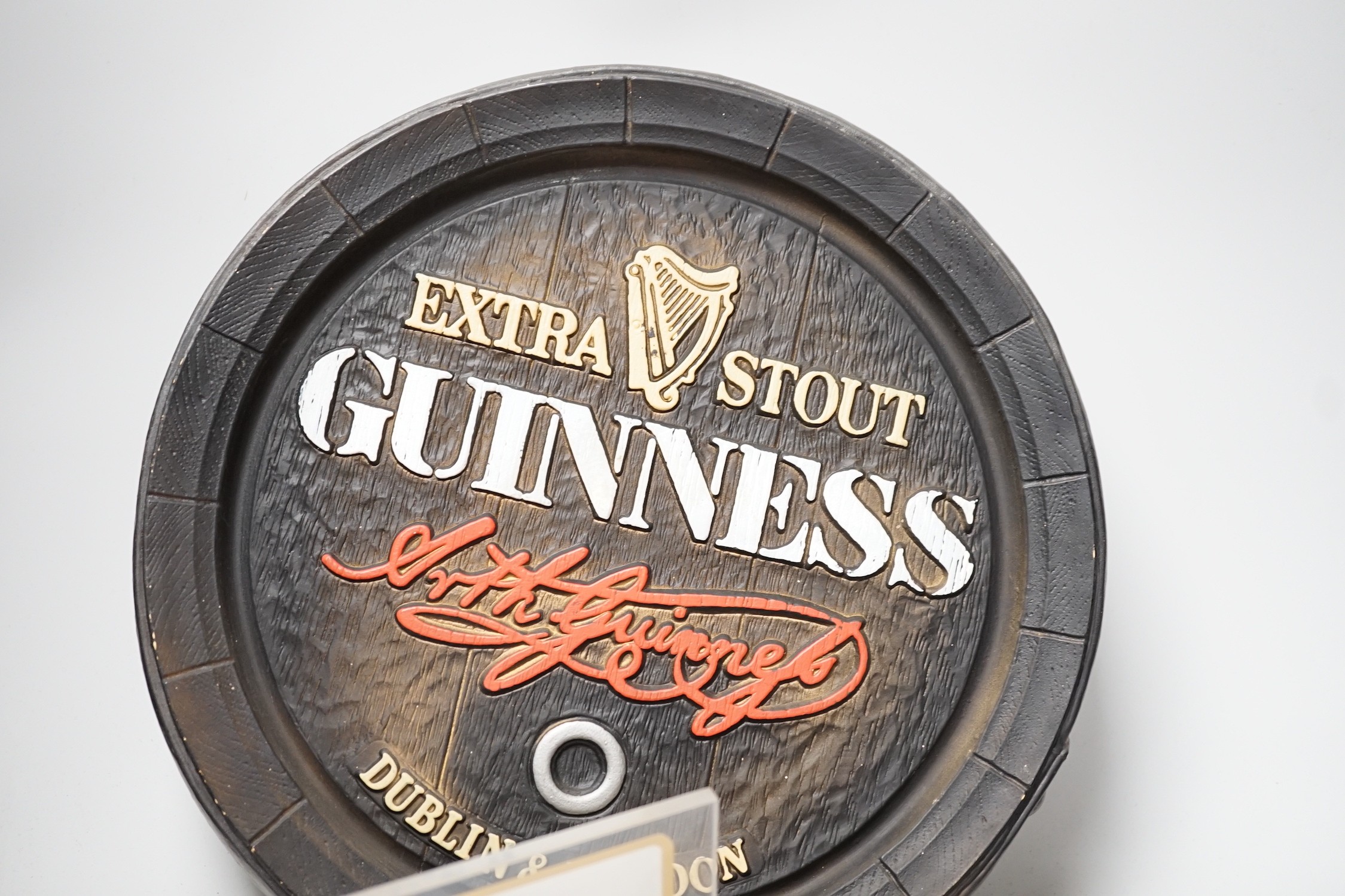 A Guinness time illuminating timepiece, Guinness display light and a Guinness advertising barrel - Image 4 of 4