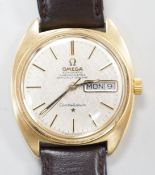 A gentleman's 1960's? steel and gold plated Omega Constellation Automatic wrist watch, on associated