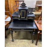 A late 19th century French gilt metal mounted ebonised desk, width 90cm, depth 70cm, height 142cm