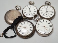 A 19th century silver pair cased keywind verge pocket watch, unsigned movement, together with