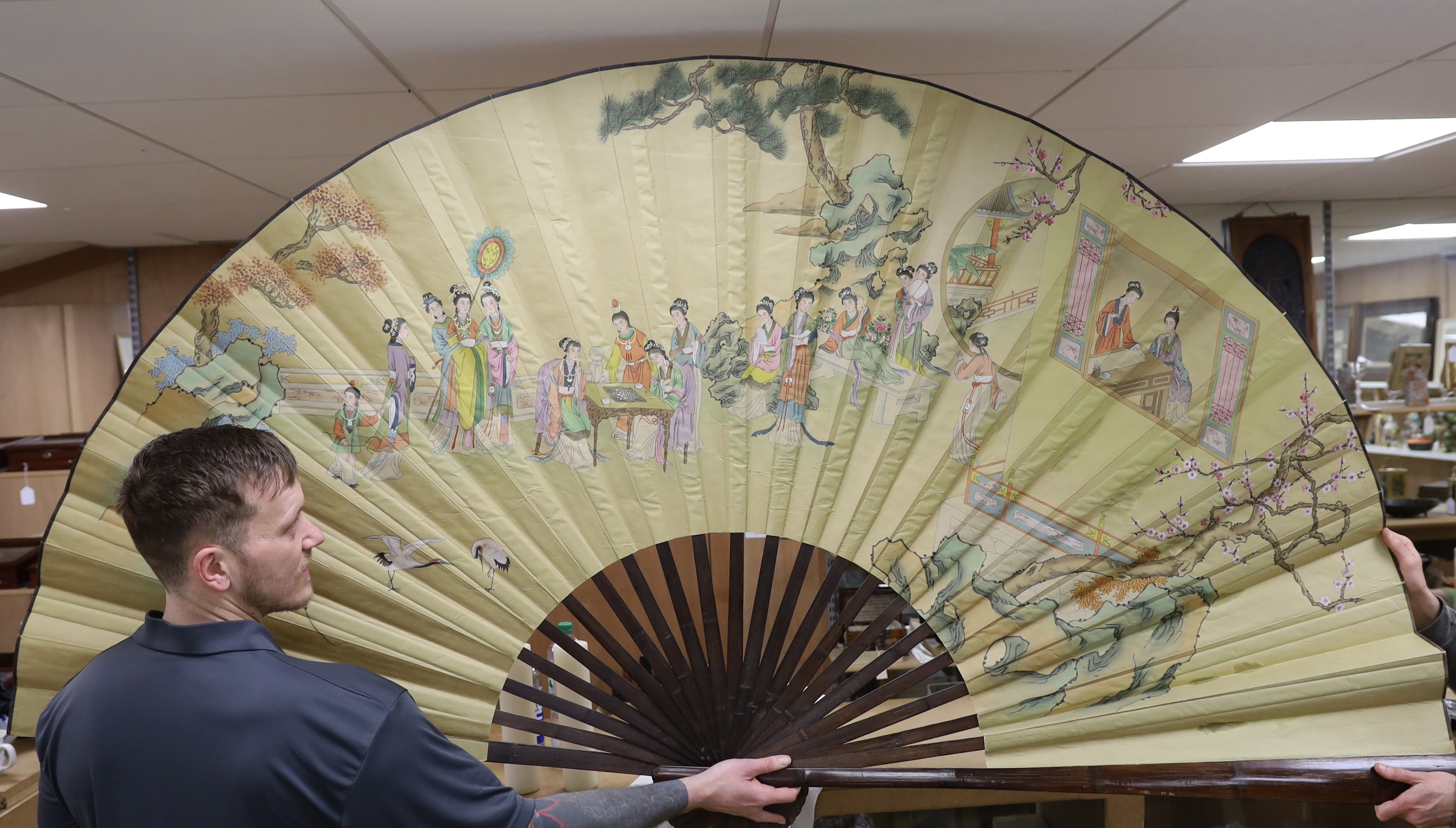 A large unusual Japanese fan