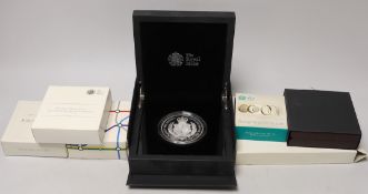 A group of Royal Mint boxed proof collector's coins: 2017 Queen's Sapphire Jubilee 5 ounce silver