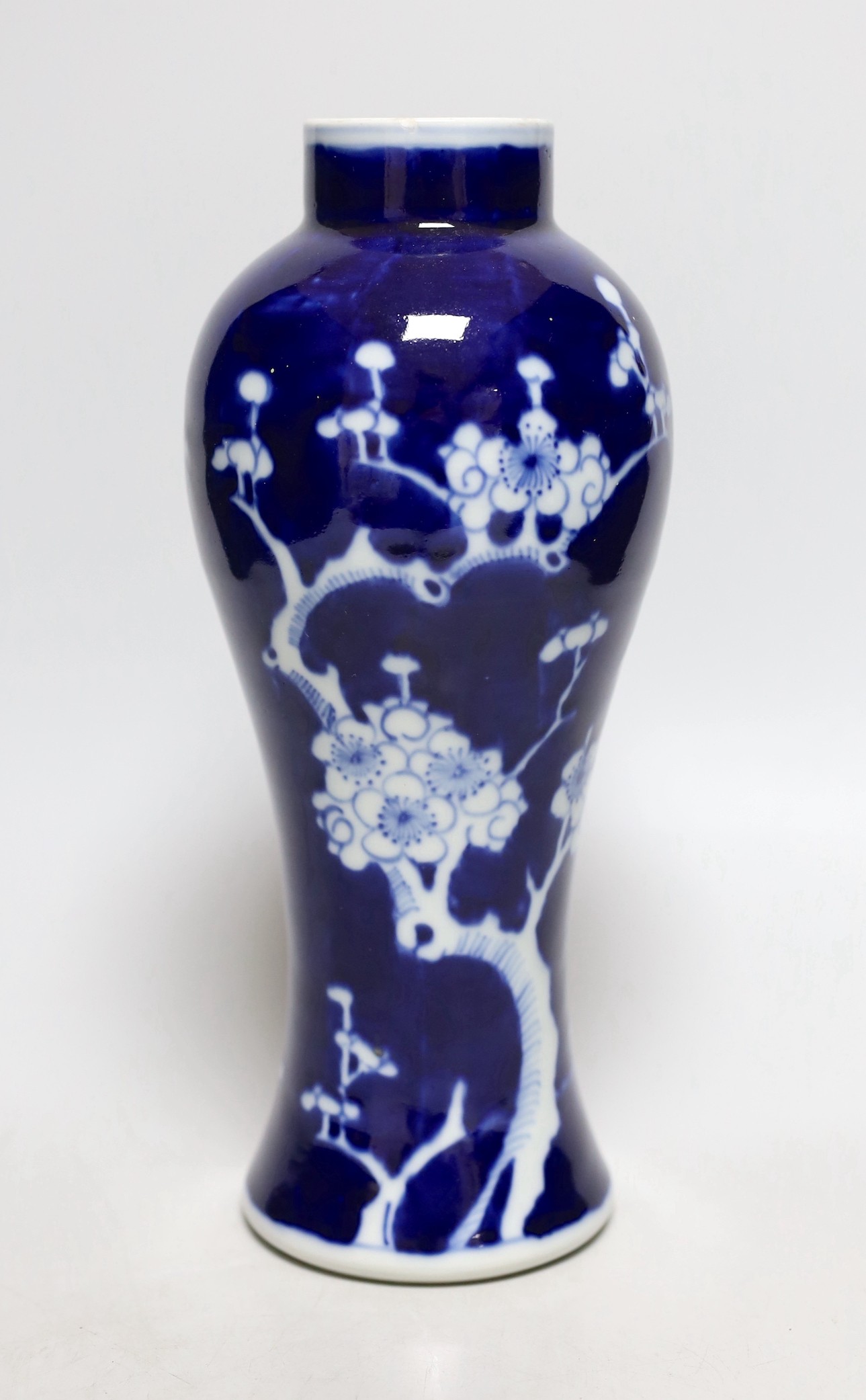 A Chinese blue and white ‘prunus’ vase, early 20th century, 27cms high