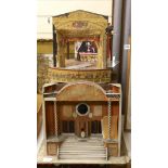 A scratch built model theatre building, 43 x 37cm, together with an interior stage