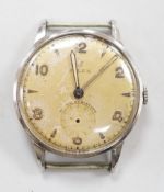 A gentleman's steel Rolex manual wind wrist watch, the case back numbered 546037, (a.f.), case