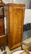 A Victorian satin birch single wardrobe, width 68cm, depth 50cm, height 200cm