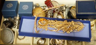 A group of assorted watches, costume and minor gold jewellery.