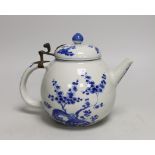 A Chinese blue and white tea or wine pot, Kangxi period, 17cms high