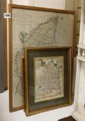 Four assorted 18th century and later maps, all coloured engravings, Irlande, 18 x 14cm, The