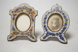 Two Italian micro mosaic photo frames. 10cm tall