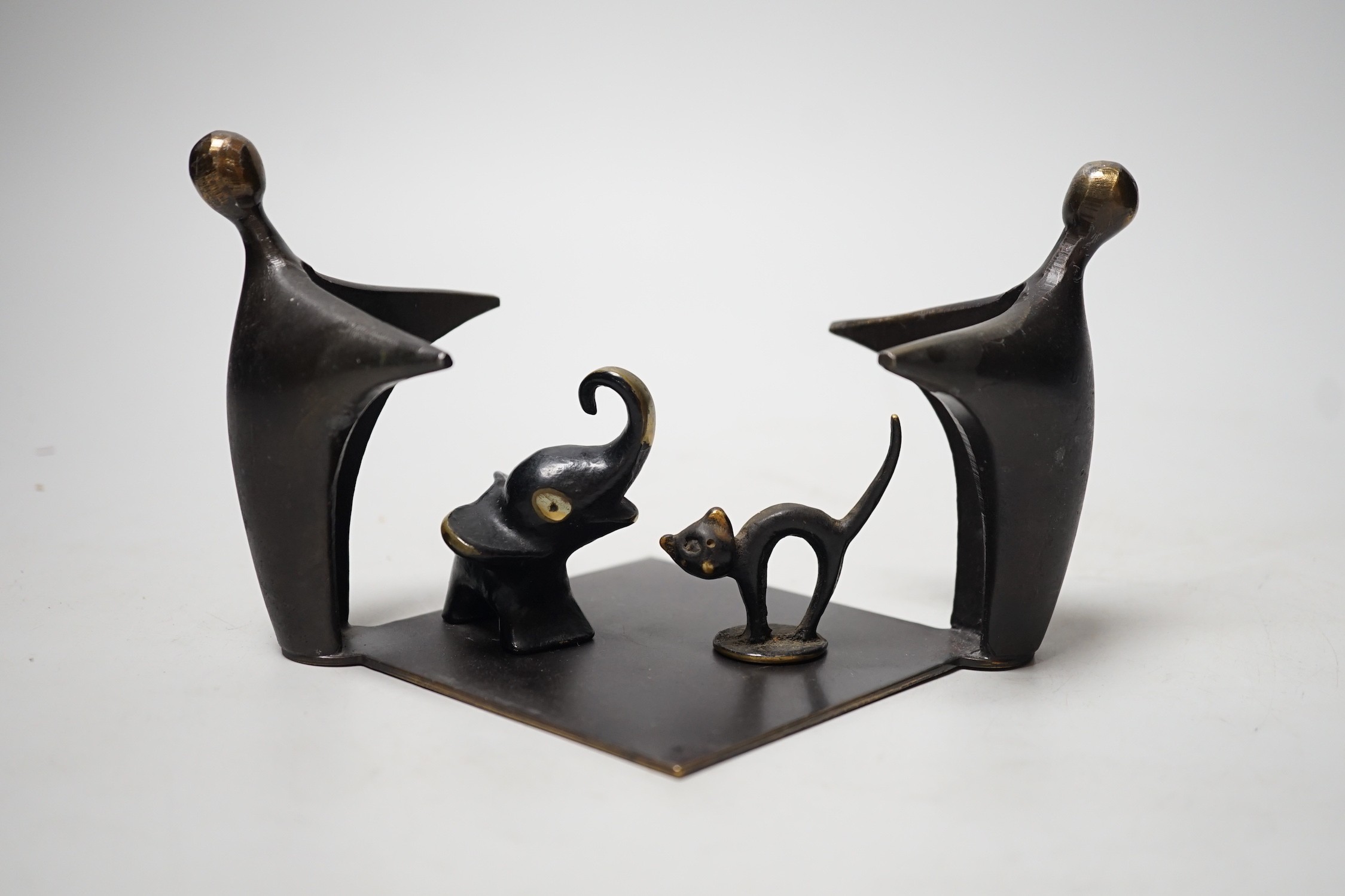 An abstract bronze group, 19cm wide, together with two other figures - Image 2 of 3