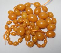A reconstituted amber bead necklace.