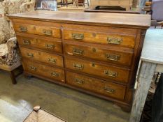 A late 18th century oak and mahogany crossbanded mule chest (adapted), width 159cm, depth 56cm,
