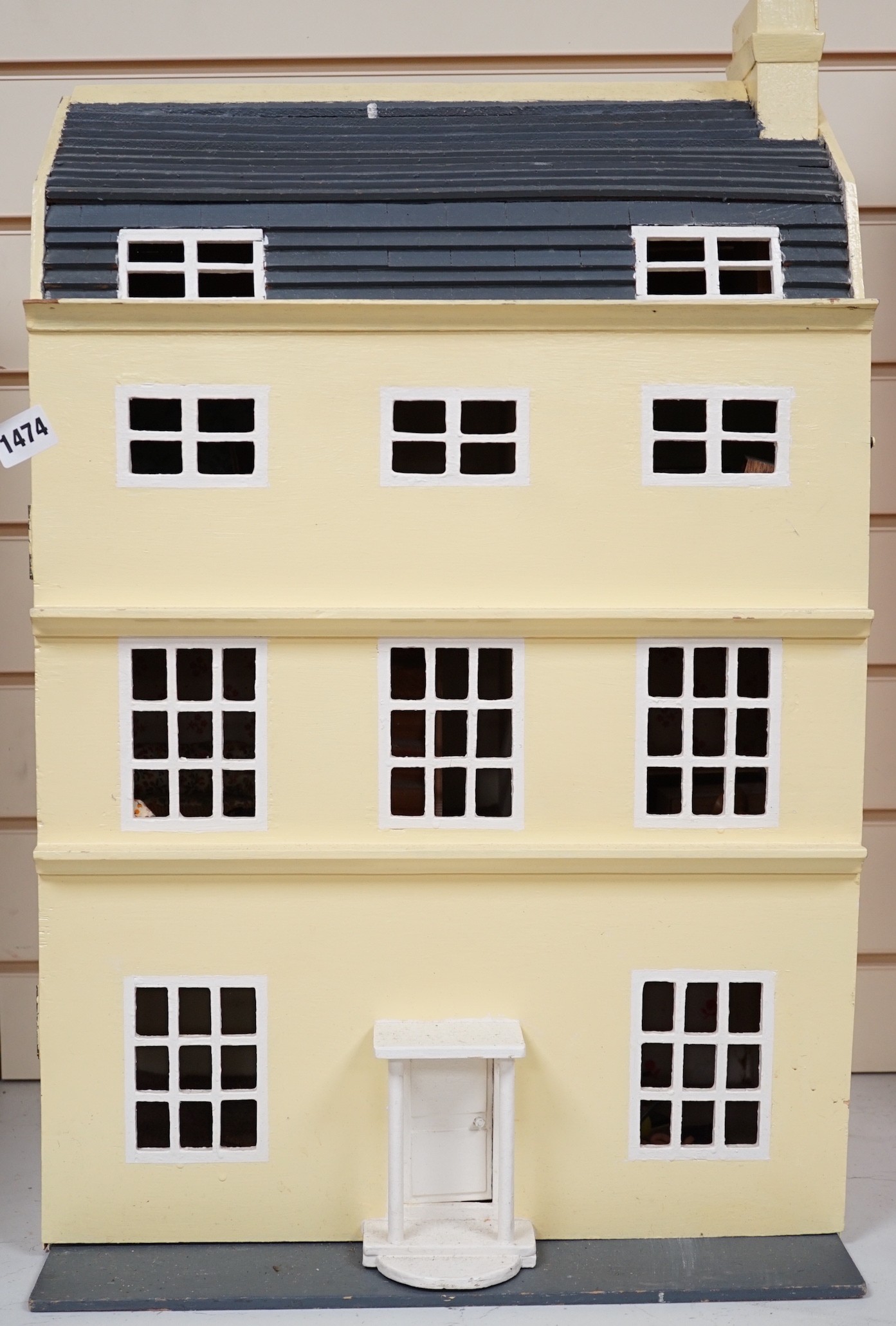 Doll's house based on a Georgian Bath townhouse, with contents,43cms wide x 71cms high