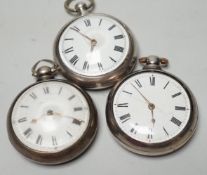Three 19th century silver pair cased keywind verge pocket watches by Marriott of Northampton, George