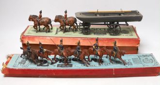 Britains set 203 Pontoon Section, in box, and Britains dragoons, now in set 32 box