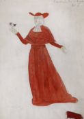 Doris Zinkeisen (1898-1991), pencil and watercolour, Costume design for Cardinal Pio di Amadori in