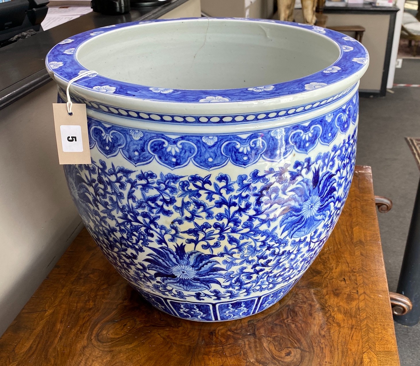 A 20th century Chinese blue and white jardiniere, diameter 42cm, height 38cm - Image 2 of 3