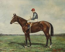 H. Dalton, oil on canvas, Portrait of the Racehorse Re-Echo with Albert Whalley up,