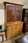 A George IV pale mahogany secretaire bookcase, width 138cm, depth 54cm, height 242cm